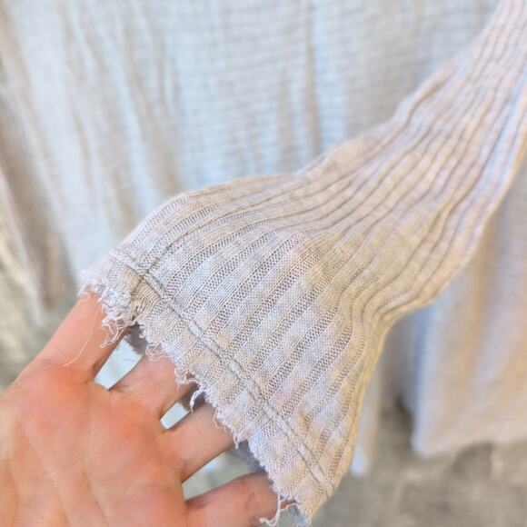 We The Free Tunic Oversized Funnel Neck Raw Hem Gap Back Women's Large Grey - Picture 2 of 10